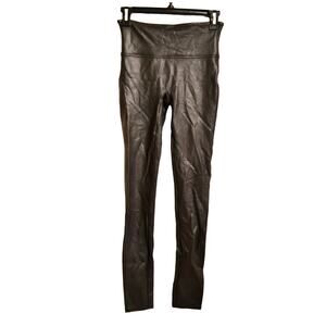 SPANX Faux Leather Leggings Small Black Tight Pants Sexy Slimming